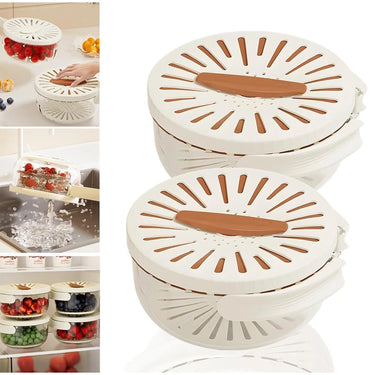 Multifunctional Fruit Vegetable Washing Drain Basket Foldable Handle Crisper Storage Bowl